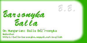 barsonyka balla business card